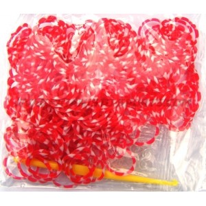 Zebra Loombands Jelly Rood-Wit 200 Stuks